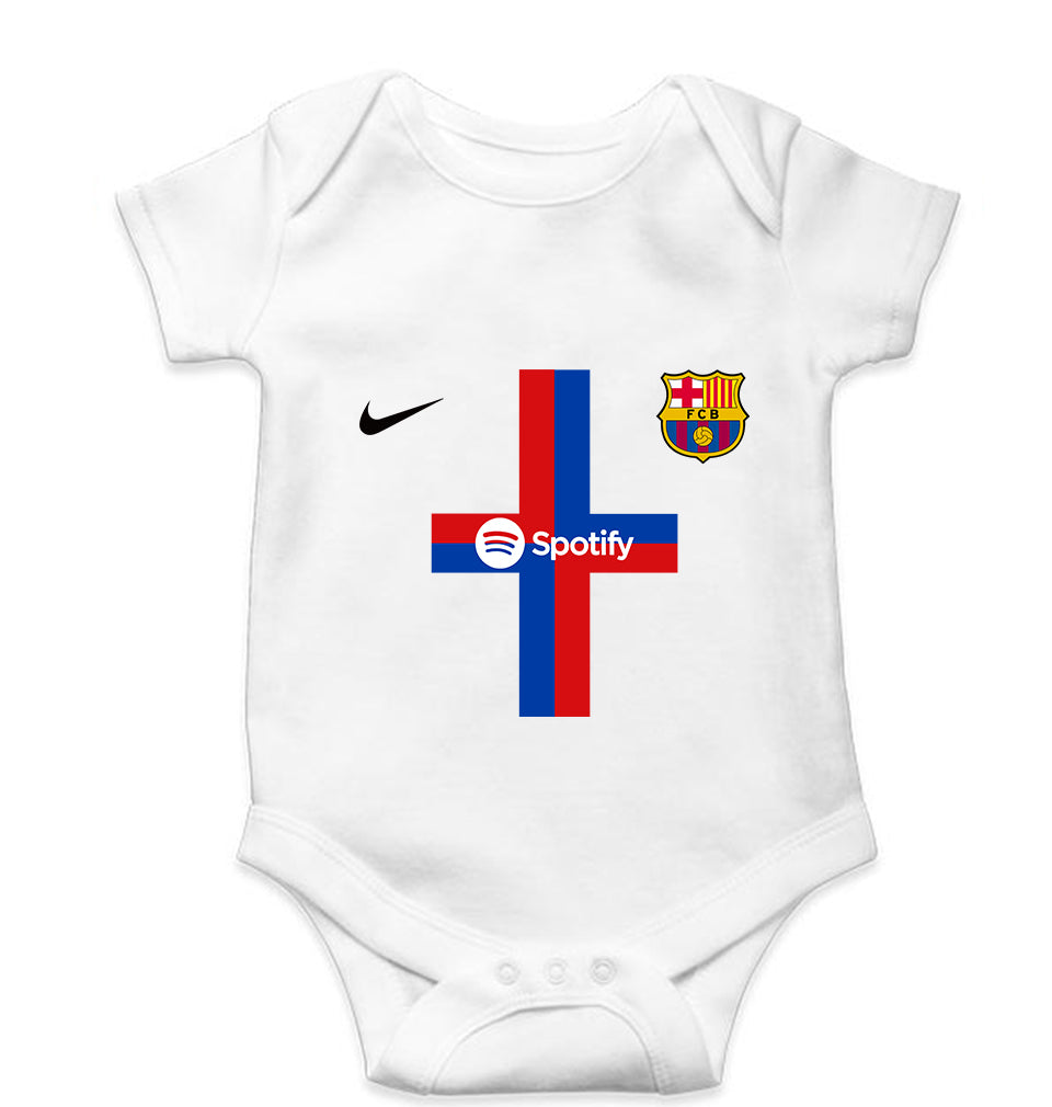 Barcelona 2022-23 Kids Romper For Baby Boy/Girl-0-5 Months(18 Inches)-White-Ektarfa.online