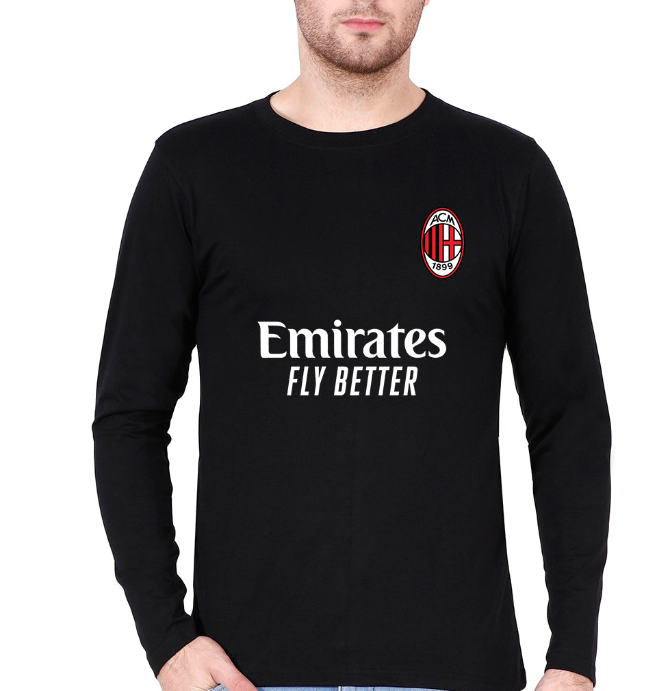 A.C. Milan 2021-22 Full Sleeves T-Shirt for Men-S(38 Inches)-Black-Ektarfa.online