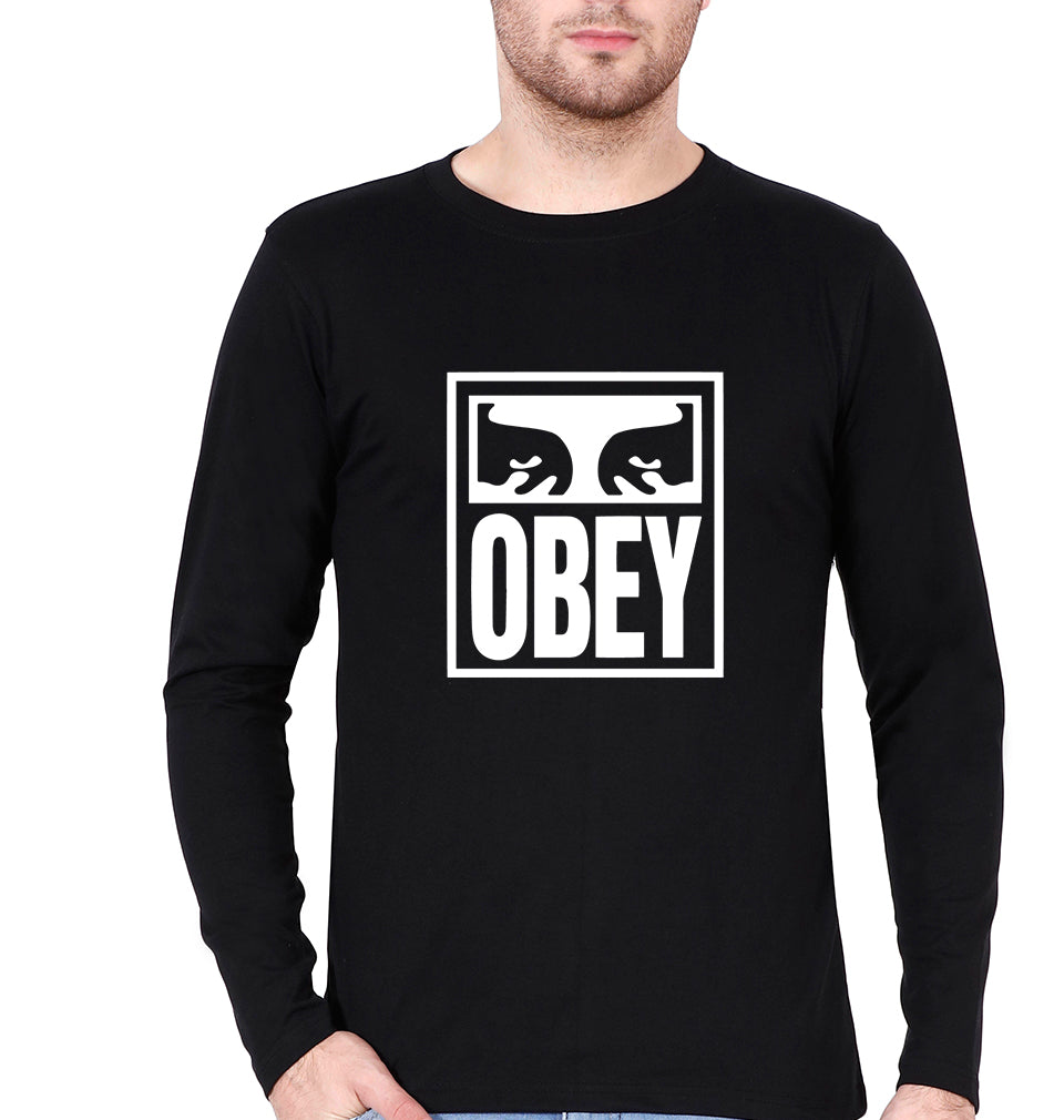 Obey Full Sleeves T-Shirt for Men-S(38 Inches)-Black-Ektarfa.online