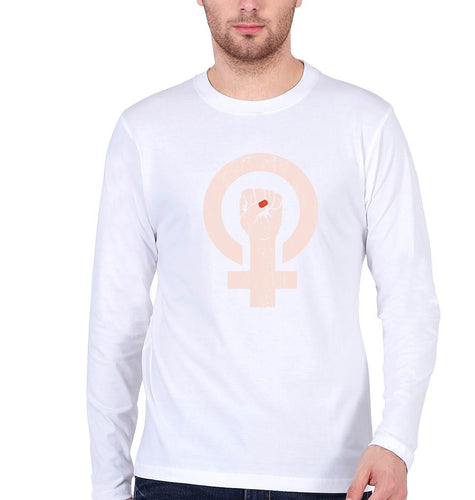 Feminist Full Sleeves T-Shirt for Men-White-Ektarfa.online