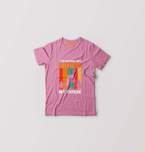 Horse Riding Kids T-Shirt for Boy/Girl-Pink-Ektarfa.online