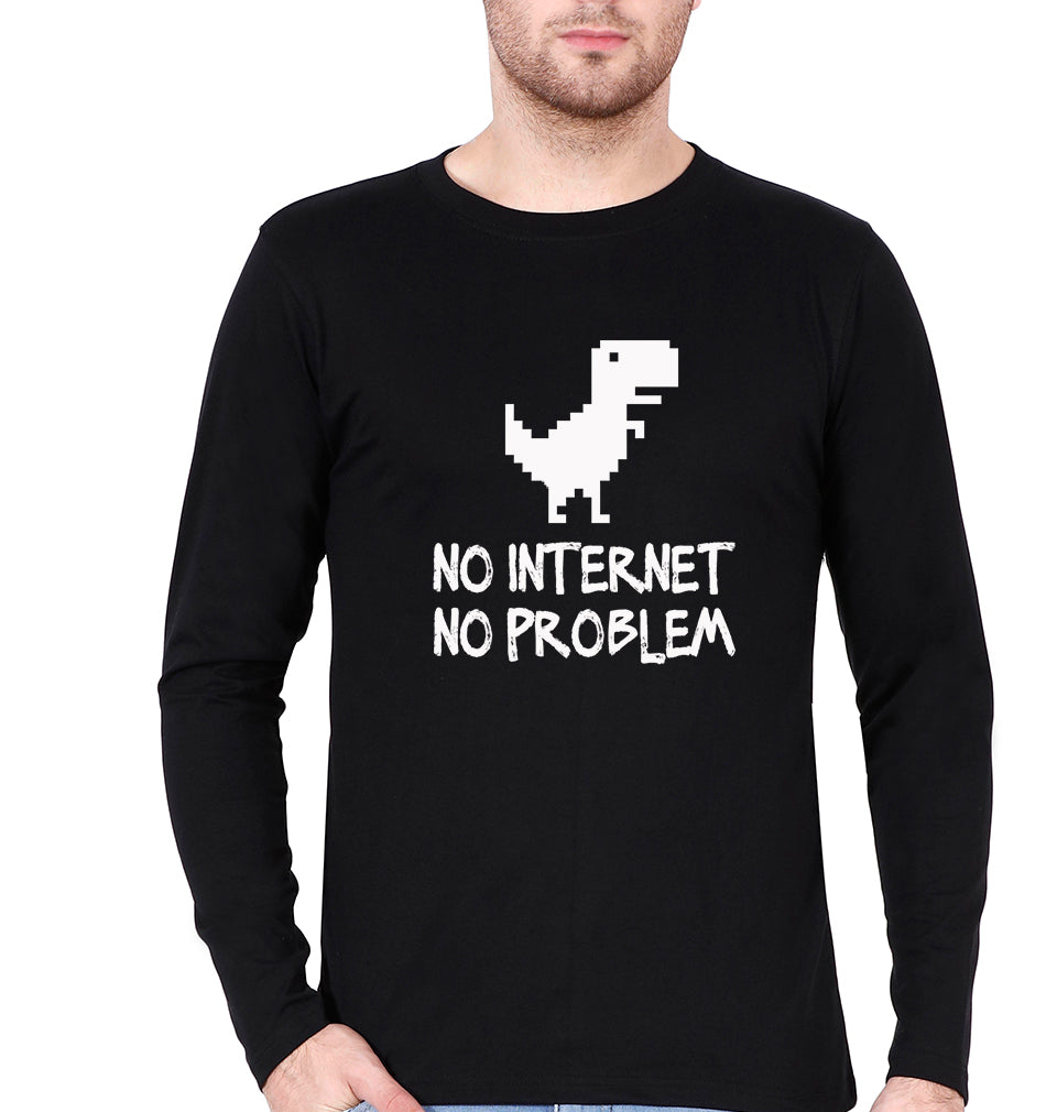 Internet Full Sleeves T-Shirt for Men-Black-Ektarfa.online