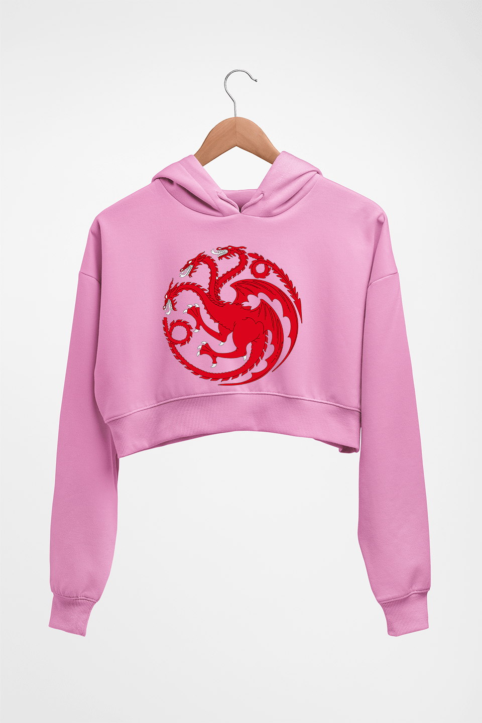 House of the Dragon (GOT) Crop HOODIE FOR WOMEN-Light Baby Pink-Ektarfa.online