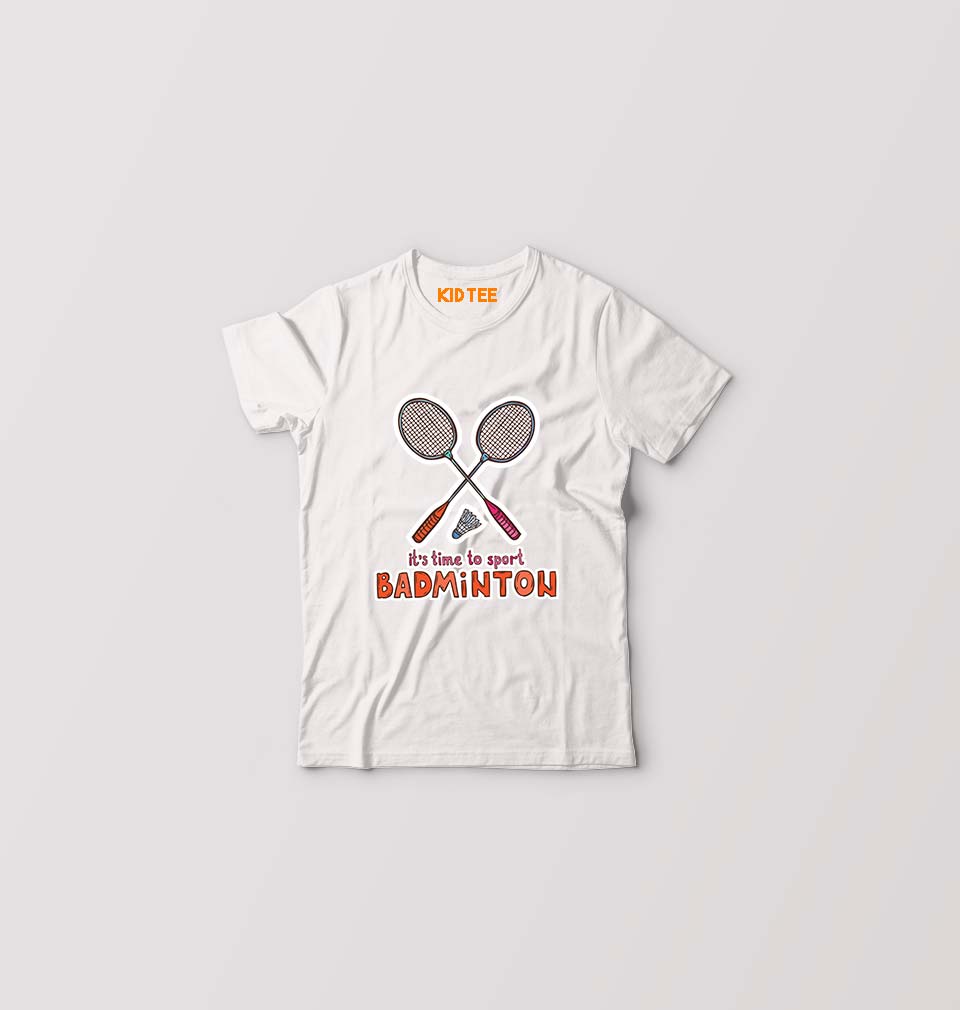 Badminton Kids T-Shirt for Boy/Girl-0-1 Year(20 Inches)-White-Ektarfa.online