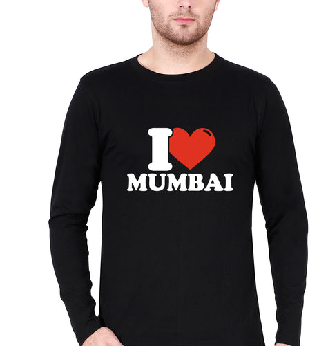 I Love Mumbai T Full Sleeves T-Shirt for Men-Black-Ektarfa.online