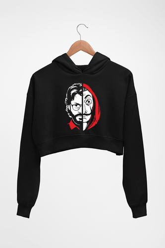 Money Heist The Professor Crop HOODIE FOR WOMEN-Black-Ektarfa.online