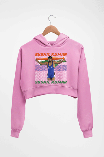 Sushil Kumar Crop HOODIE FOR WOMEN-Light Baby Pink-Ektarfa.online