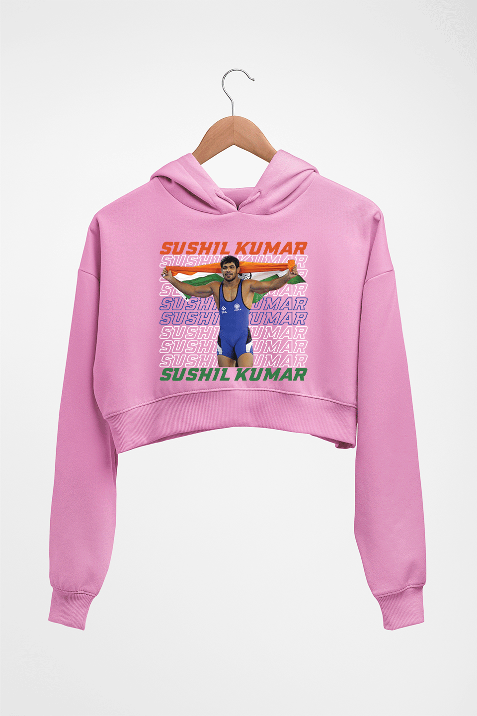 Sushil Kumar Crop HOODIE FOR WOMEN-Light Baby Pink-Ektarfa.online