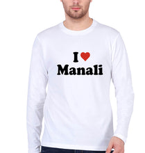 Load image into Gallery viewer, I Love Manali Full Sleeves T-Shirt for Men-White-Ektarfa.online
