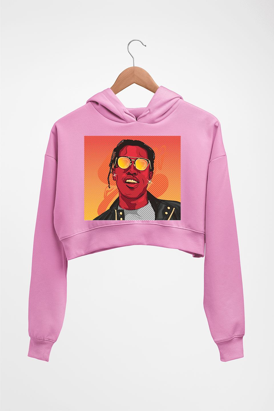 Asap Rocky Crop HOODIE FOR WOMEN-Light Baby Pink-Ektarfa.online