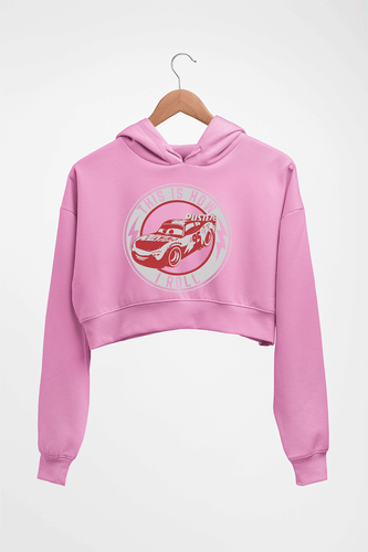 Lightning McQueen Crop HOODIE FOR WOMEN-Light Baby Pink-Ektarfa.online