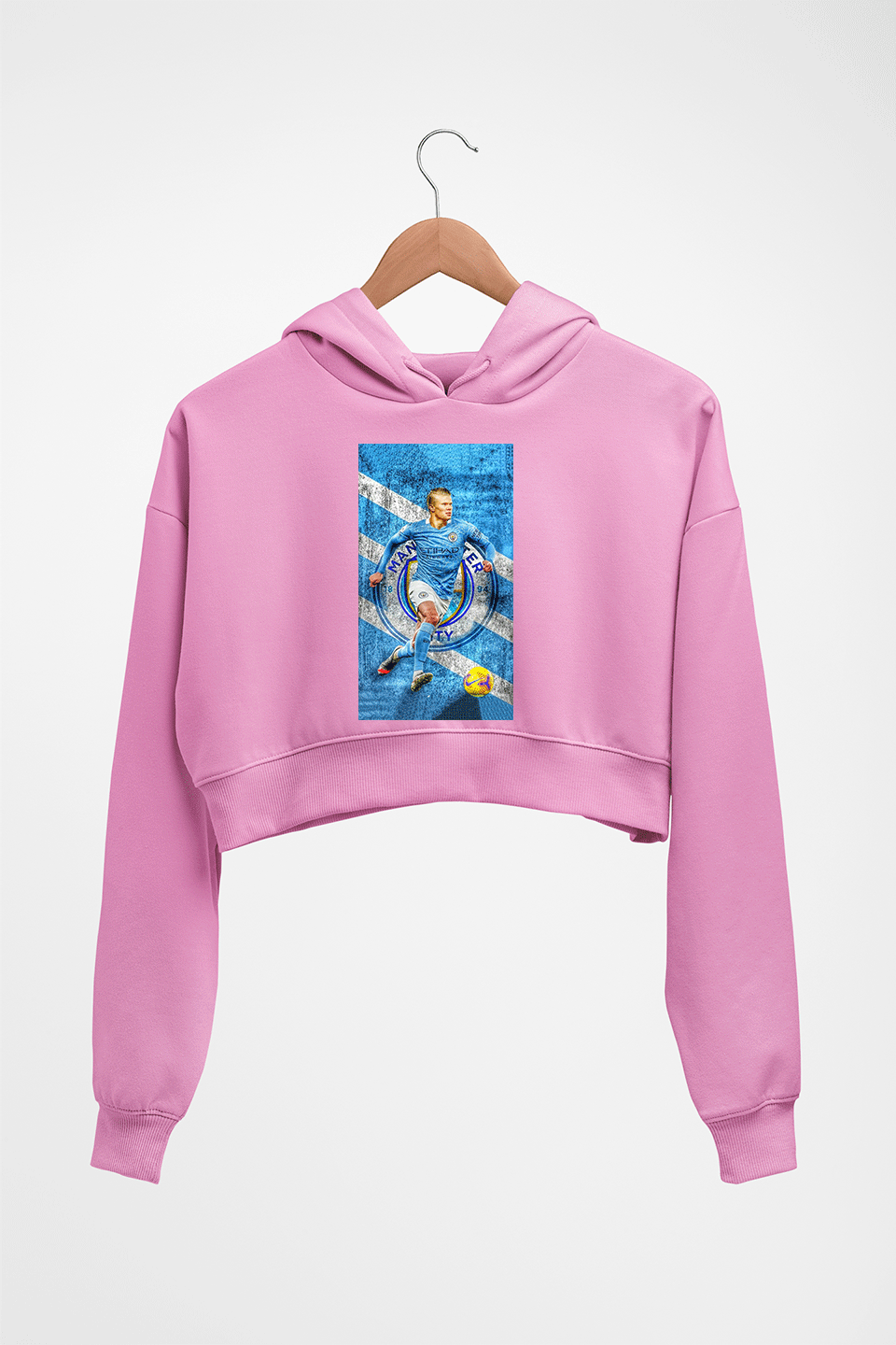 Erling Haaland Crop HOODIE FOR WOMEN-Light Baby Pink-Ektarfa.online