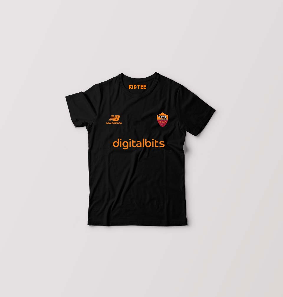 A.S. Roma 2021-22 Kids T-Shirt for Boy/Girl-Black-Ektarfa.online