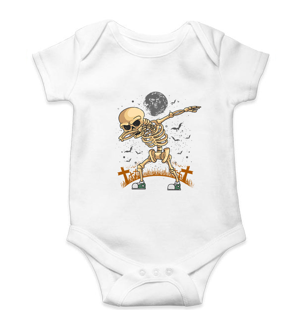 Dab Skull Kids Romper For Baby Boy/Girl-0-5 Months(18 Inches)-White-Ektarfa.online