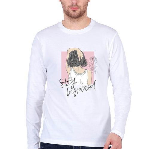Stay Inspired Full Sleeves T-Shirt for Men-White-Ektarfa.online