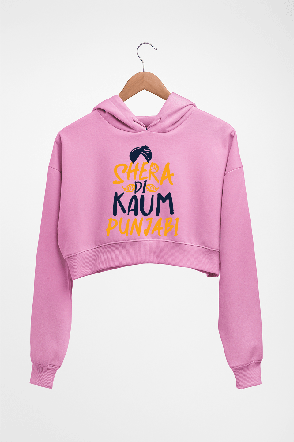 Punjabi Crop HOODIE FOR WOMEN-Light Baby Pink-Ektarfa.online