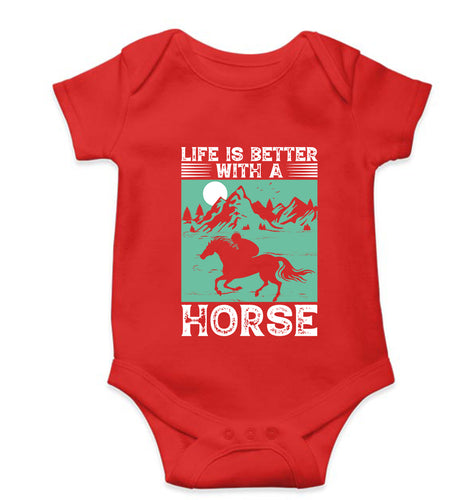 Horse Riding Kids Romper For Baby Boy/Girl-0-5 Months(18 Inches)-Red-Ektarfa.online