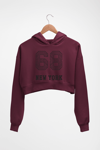 New York Crop HOODIE FOR WOMEN-Maroon-Ektarfa.online