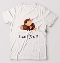 Load image into Gallery viewer, Monkey Lazy Day T-Shirt for Men-S(38 Inches)-White-Ektarfa.online
