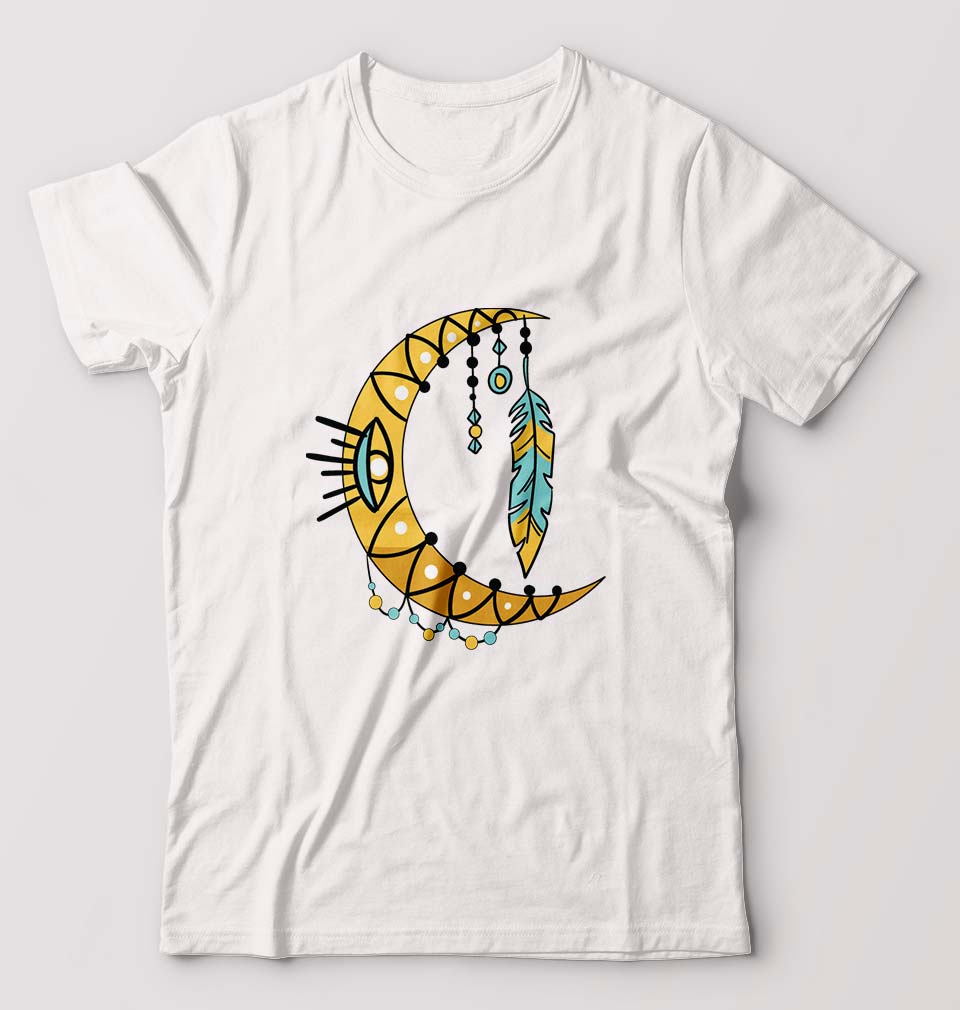 Dream Catcher Moon T-Shirt for Men-S(38 Inches)-White-Ektarfa.online