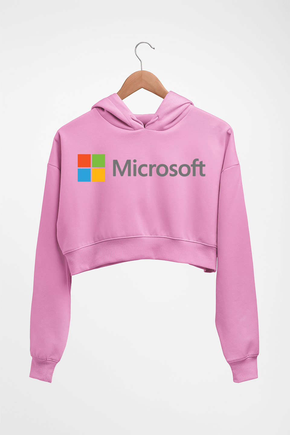Microsooft Crop HOODIE FOR WOMEN-Light Baby Pink-Ektarfa.online