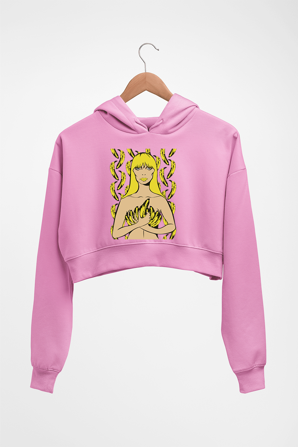The Velvet Underground Crop HOODIE FOR WOMEN-Light Baby Pink-Ektarfa.online