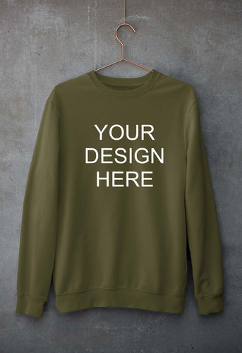 Customized-Custom-Personalized Unisex Sweatshirt for Men/Women-S(40 Inches)-Olive Green-Ektarfa.co.in