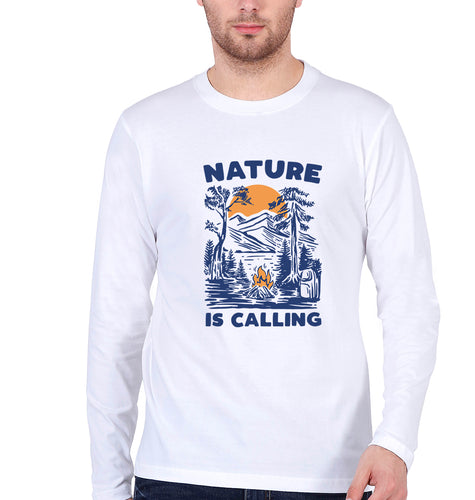 Nature Full Sleeves T-Shirt for Men-White-Ektarfa.online