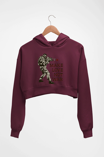Guns N' Roses Make Love Not War Crop HOODIE FOR WOMEN-Maroon-Ektarfa.online