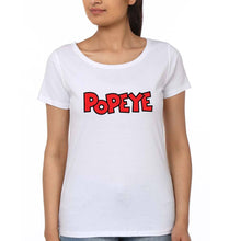 Load image into Gallery viewer, Popeye T-Shirt for Women-XS(32 Inches)-White-Ektarfa.online

