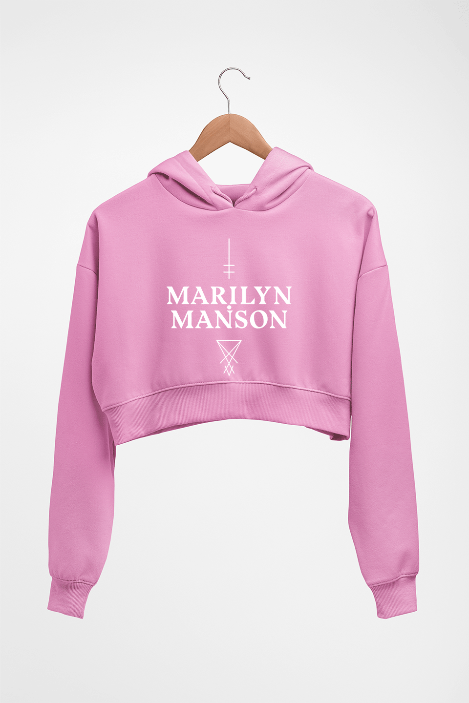 Marilyn Manson Crop HOODIE FOR WOMEN-Light Baby Pink-Ektarfa.online