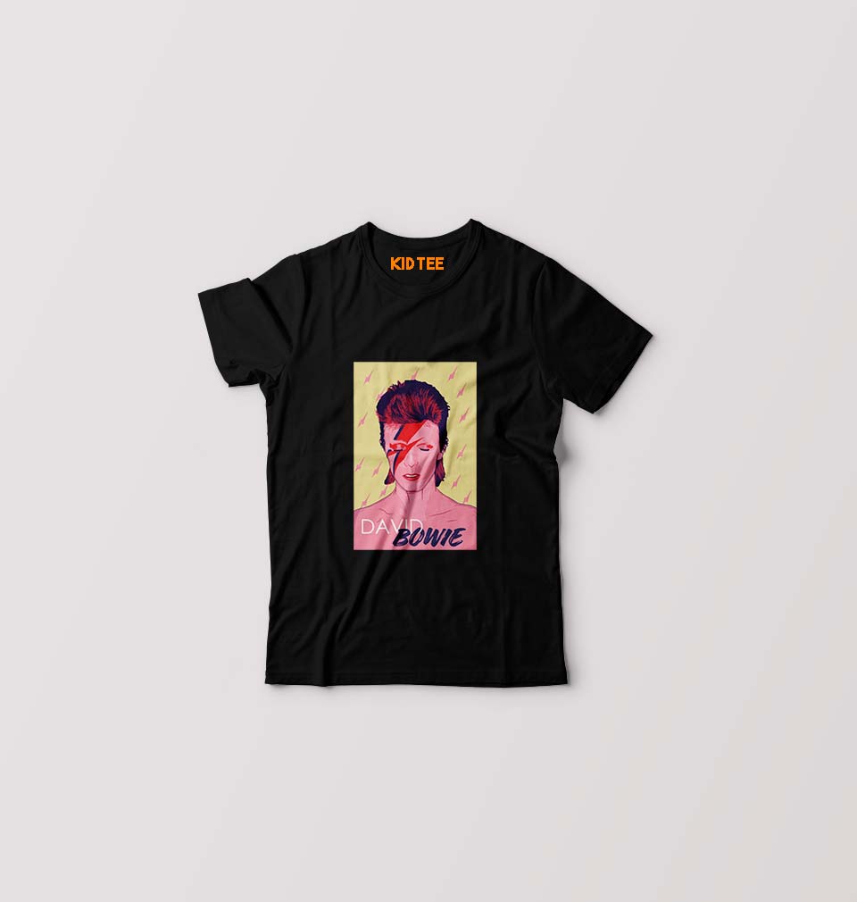 David Bowie Kids T-Shirt for Boy/Girl-Black-Ektarfa.online