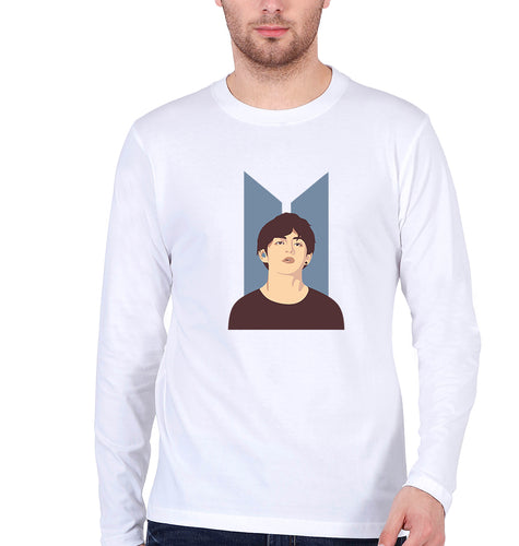 V-BTS(K-Pop) Full Sleeves T-Shirt for Men-White-Ektarfa.online