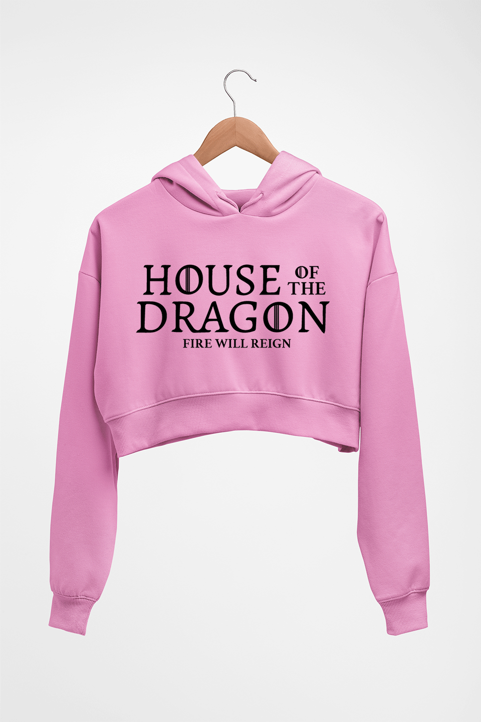 House of the Dragon (GOT) Crop HOODIE FOR WOMEN-Light Baby Pink-Ektarfa.online