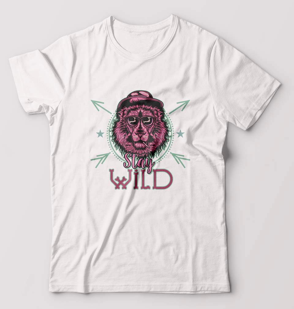 Stay Wild T-Shirt for Men-S(38 Inches)-White-Ektarfa.online