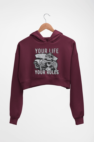 Skull Crop HOODIE FOR WOMEN-Maroon-Ektarfa.online
