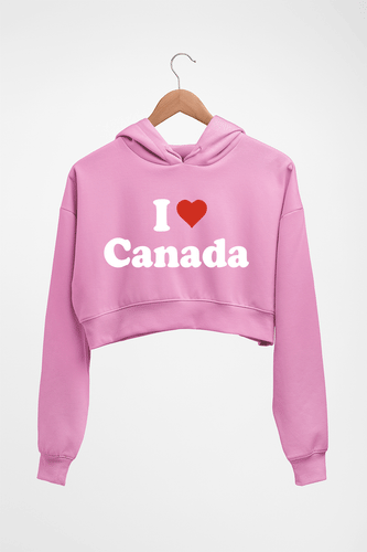 I Love Canada Crop HOODIE FOR WOMEN-Light Baby Pink-Ektarfa.online