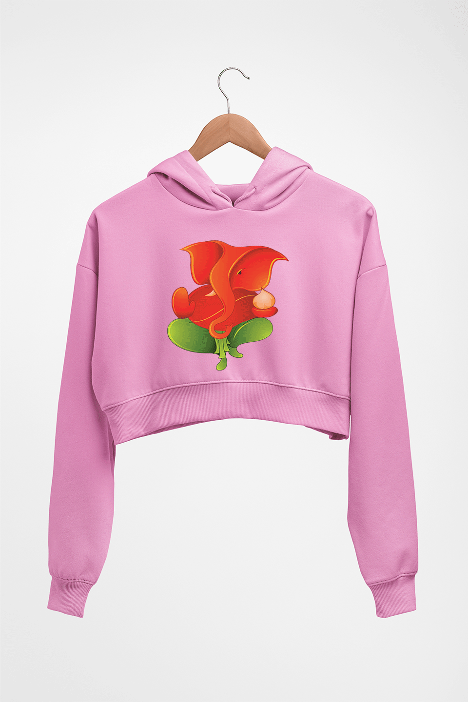 Ganpati JI(Ganesh) Crop HOODIE FOR WOMEN-Light Baby Pink-Ektarfa.online