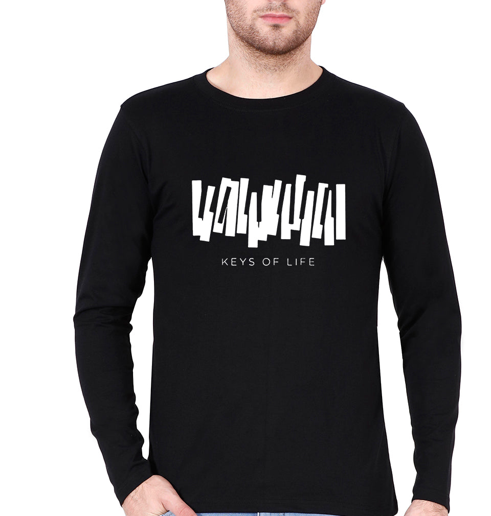 Piano Full Sleeves T-Shirt for Men-Black-Ektarfa.online