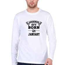 Load image into Gallery viewer, Legends are Born in January Full Sleeves T-Shirt for Men-White-Ektarfa.online
