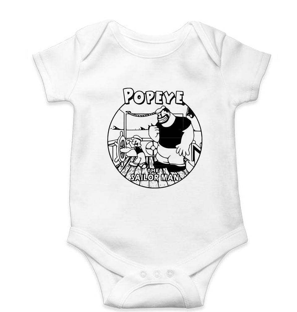 Popeye Kids Romper For Baby Boy/Girl-0-5 Months(18 Inches)-White-Ektarfa.online