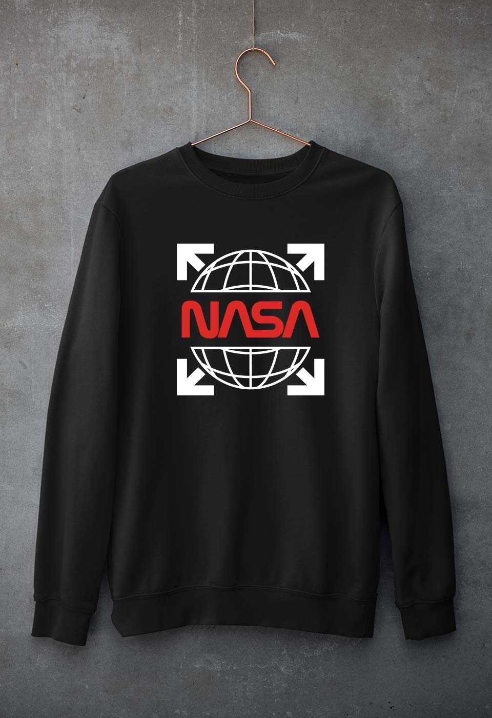 Nasa White Off Unisex Sweatshirt for Men/Women-Black-Ektarfa.online