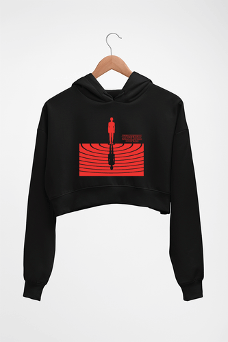 Stranger Things Crop HOODIE FOR WOMEN-Black-Ektarfa.online