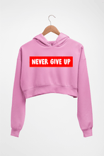 Load image into Gallery viewer, Never Give UP Crop HOODIE FOR WOMEN-Light Baby Pink-Ektarfa.online
