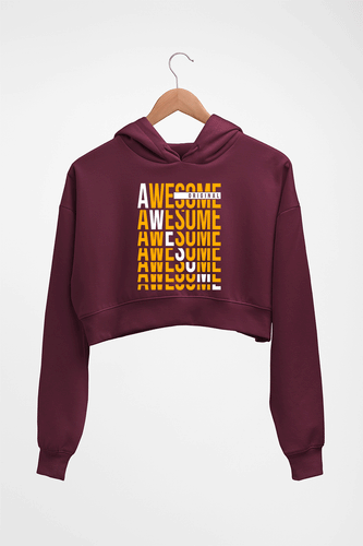 Awesome Crop HOODIE FOR WOMEN-Maroon-Ektarfa.online