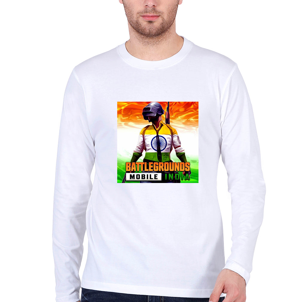 Battlegrounds Mobile India (BGMI) Full Sleeves T-Shirt for Men-White-Ektarfa.online