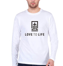 Load image into Gallery viewer, Love To Life Full Sleeves T-Shirt for Men-S(38 Inches)-White-Ektarfa.online
