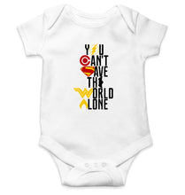 Load image into Gallery viewer, You Can&#39;t Save The World Alone Justice League Kids Romper For Baby Boy/Girl-0-5 Months(18 Inches)-White-Ektarfa.online
