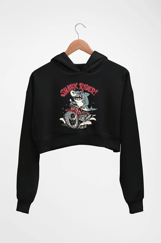 Shark Rider Crop HOODIE FOR WOMEN-Black-Ektarfa.online