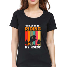 Load image into Gallery viewer, Horse Riding T-Shirt for Women-Black-Ektarfa.online
